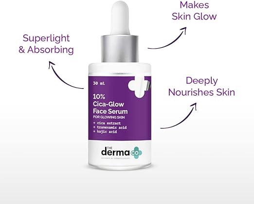 The Derma Co 10% Cica Glow Face Serum with Tranexamic Acid & Kojic Acid for Glowing Skin - 30ml