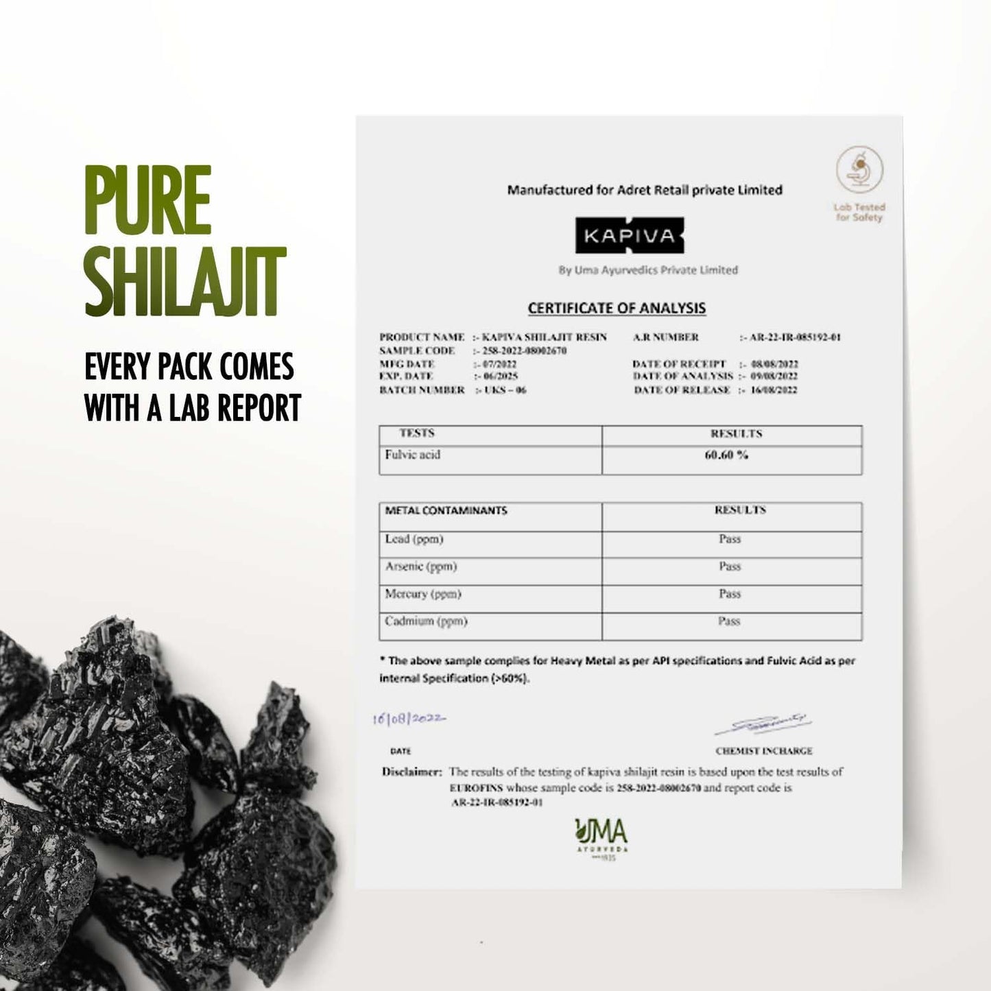 Kapiva Pure Himalayan Shilajit for Men | Resin 20g | 250mg/Serving | Energy, Stamina & Vitality Booster | 80 Servings | 100% Ayurvedic