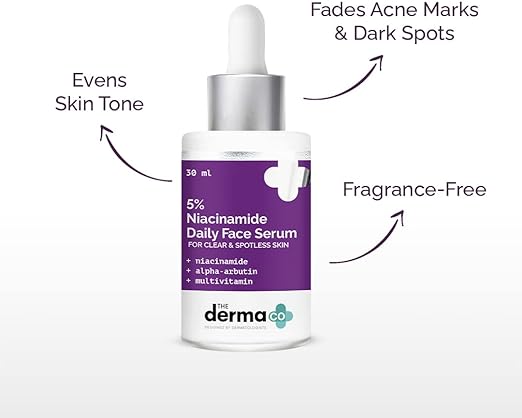 The Derma Co 5% Niacinamide Daily Face Serum with Alpha Arbutin & Multivitamin for Clear & Spotless Skin - 30ml