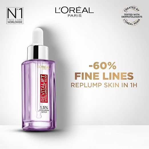 L’Oréal Paris Revitalift Serum, Hydrating And Plumping, With 1.5% Hyaluronic Acid, 15ml
