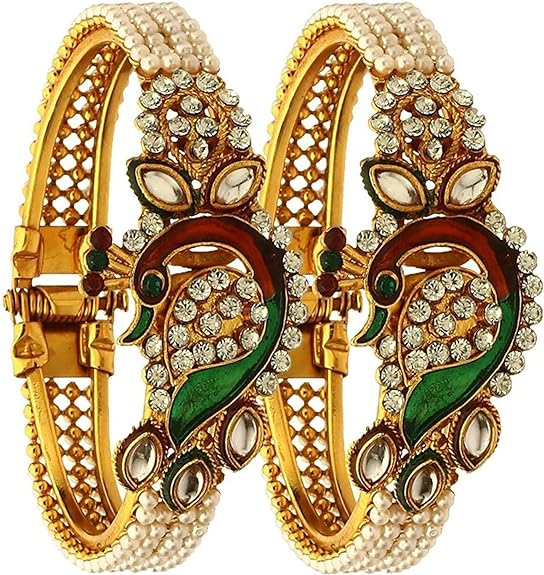 Sukkhi Peacock Gold Plated Necklace Set & Kada Combo For Women