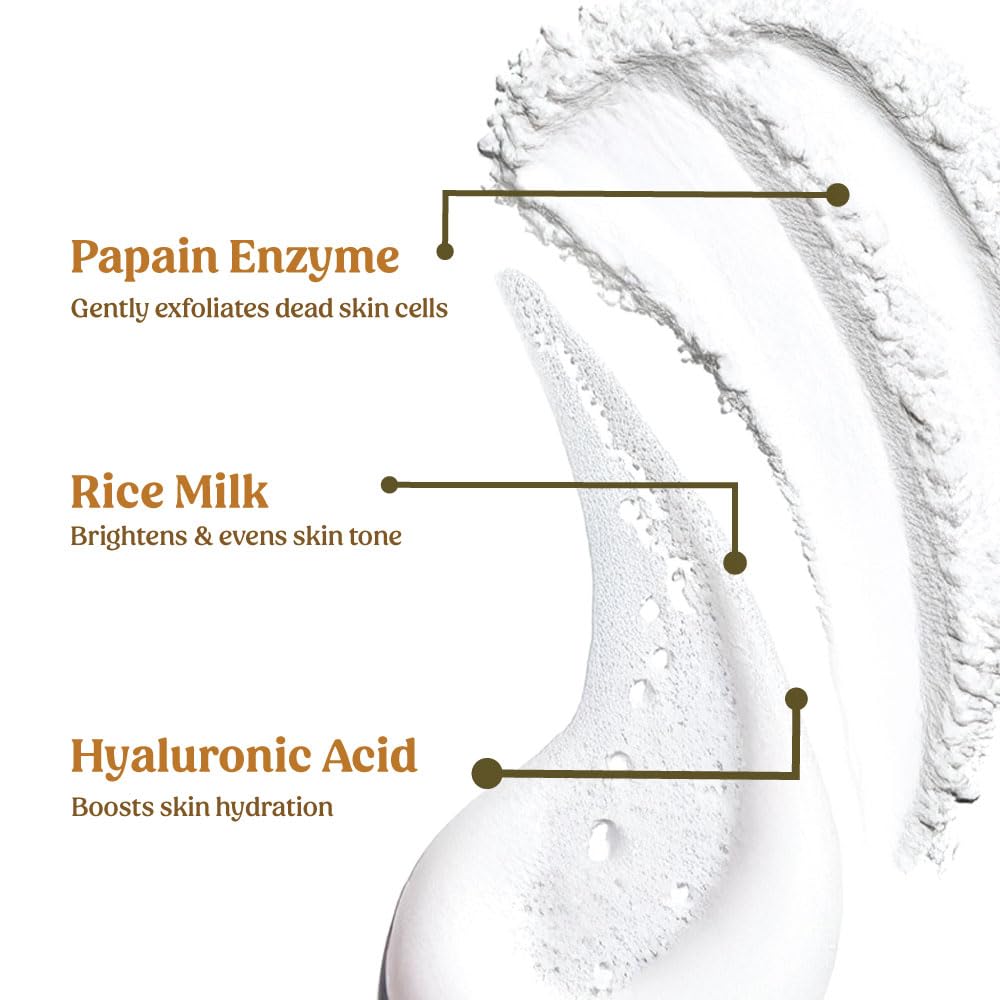 Vilvah Store Milk Powder Face Wash | Gentle Exfoliation & Deep Cleansing | Enriched with Rice Milk, Rice Silk,Rice Powder | For Normal to Oily & Acne Prone Skin | Unscented | Men & Women | 50G