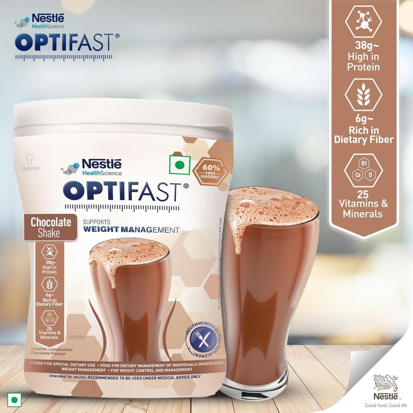 Nestle Optifast Scientifically Designed Weight Loss Diet, 400 gm Pet Jar Pack, Chocolate Flavour