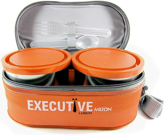 Milton Executive Lunch Insulated Tiffin with 3 Leakproof Containers, Orange