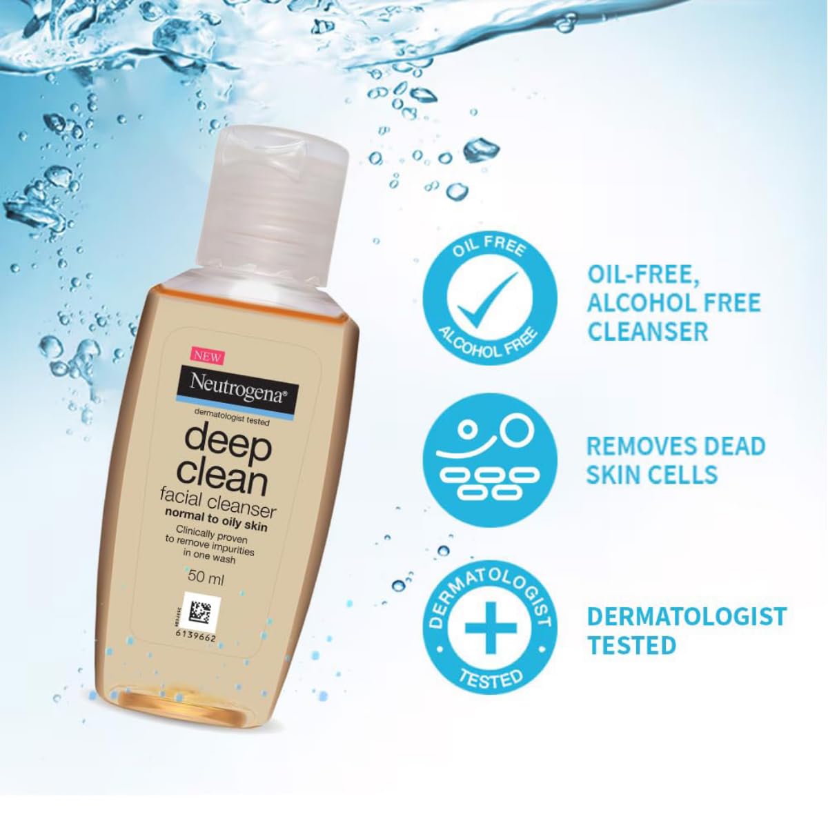 Neutrogena Deep Clean Facial Cleanser, Pack of 4, Each 50 ml