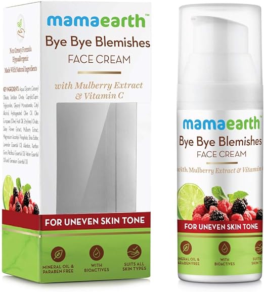 Mamaearth Bye Bye Blemishes Face Cream, For Pigmentation & Blemish Removal, With Mulberry Extract & Vitamin C -30ml