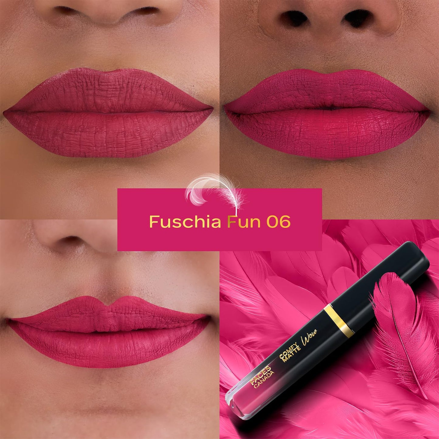FACESCANADA Comfy Matte Wow Liquid Lipstick - Fuschia Fun 06, 3.8Ml | One Swipe Application | Highly Pigmented