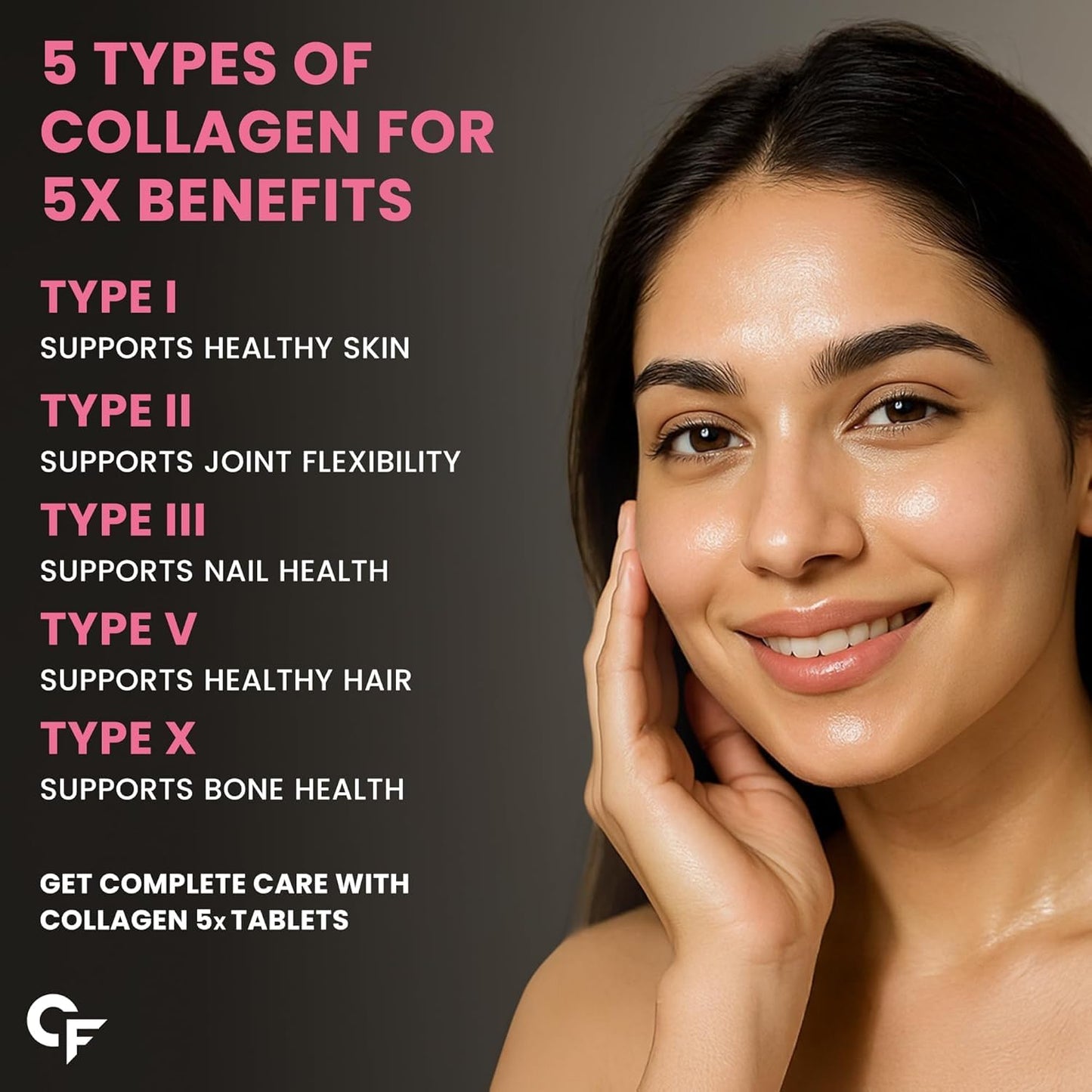 Carbamide Forte Multi Collagen Supplements | 5 Types of Marine Collagen Powder Tablets For Skin, 90 tab