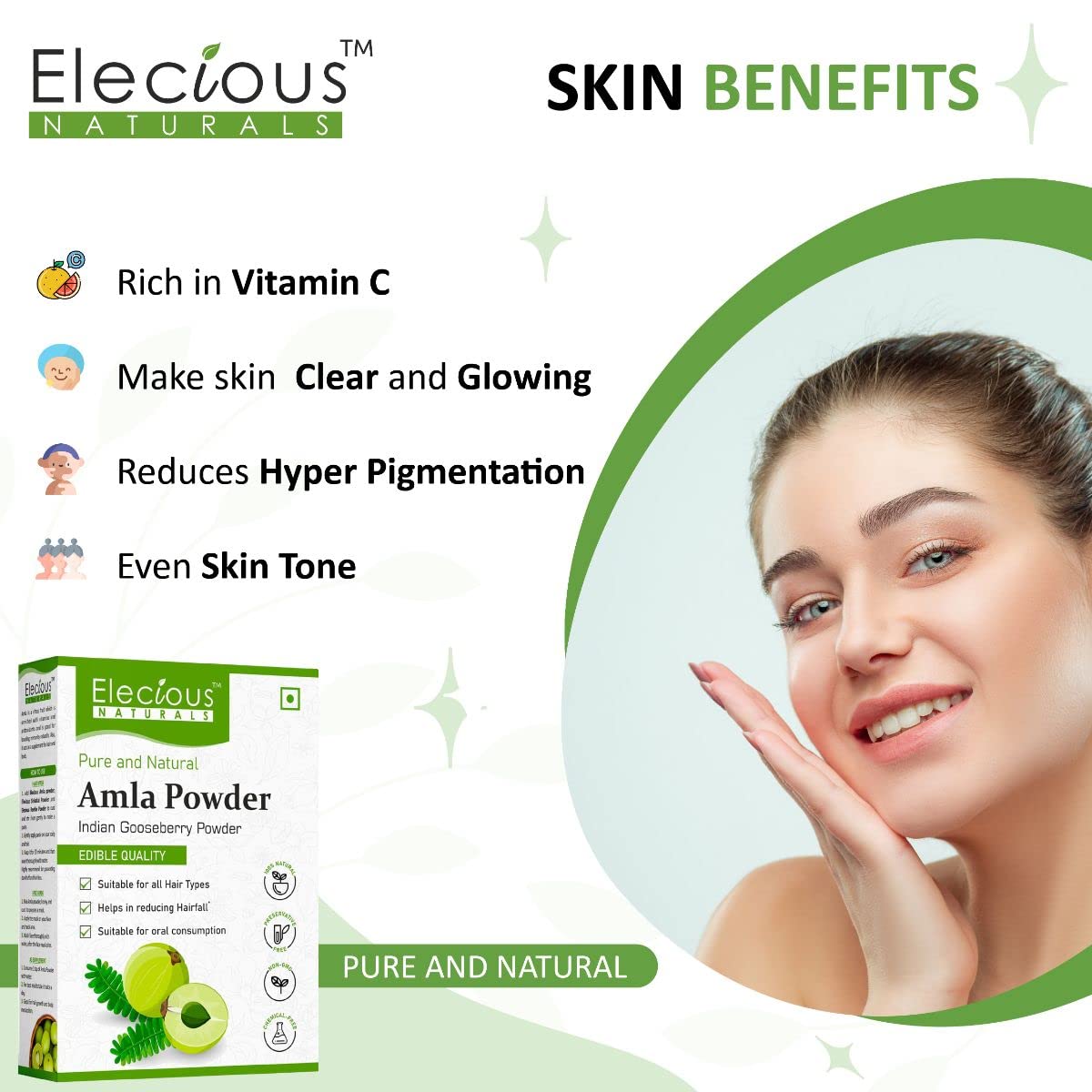 Elecious Naturals Amla Powder for Hair Growth, 250 gm
