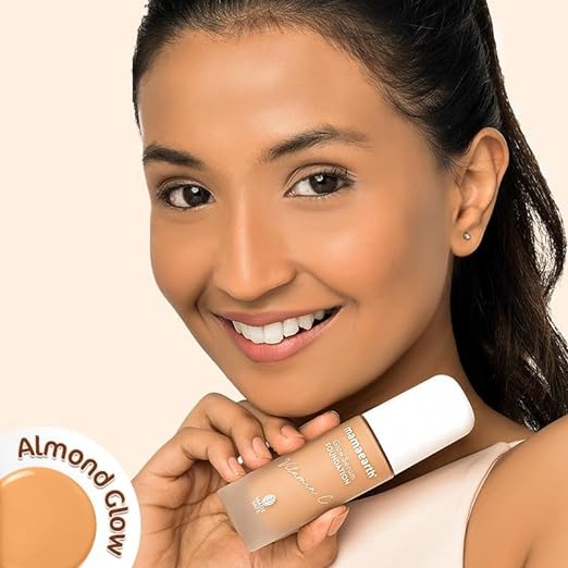 Mamaearth Glow Serum Foundation Lotion with Vitamin C & Turmeric for 12-Hour Long Stay- 06 Almond Glow - 30 ml Dewy Finish