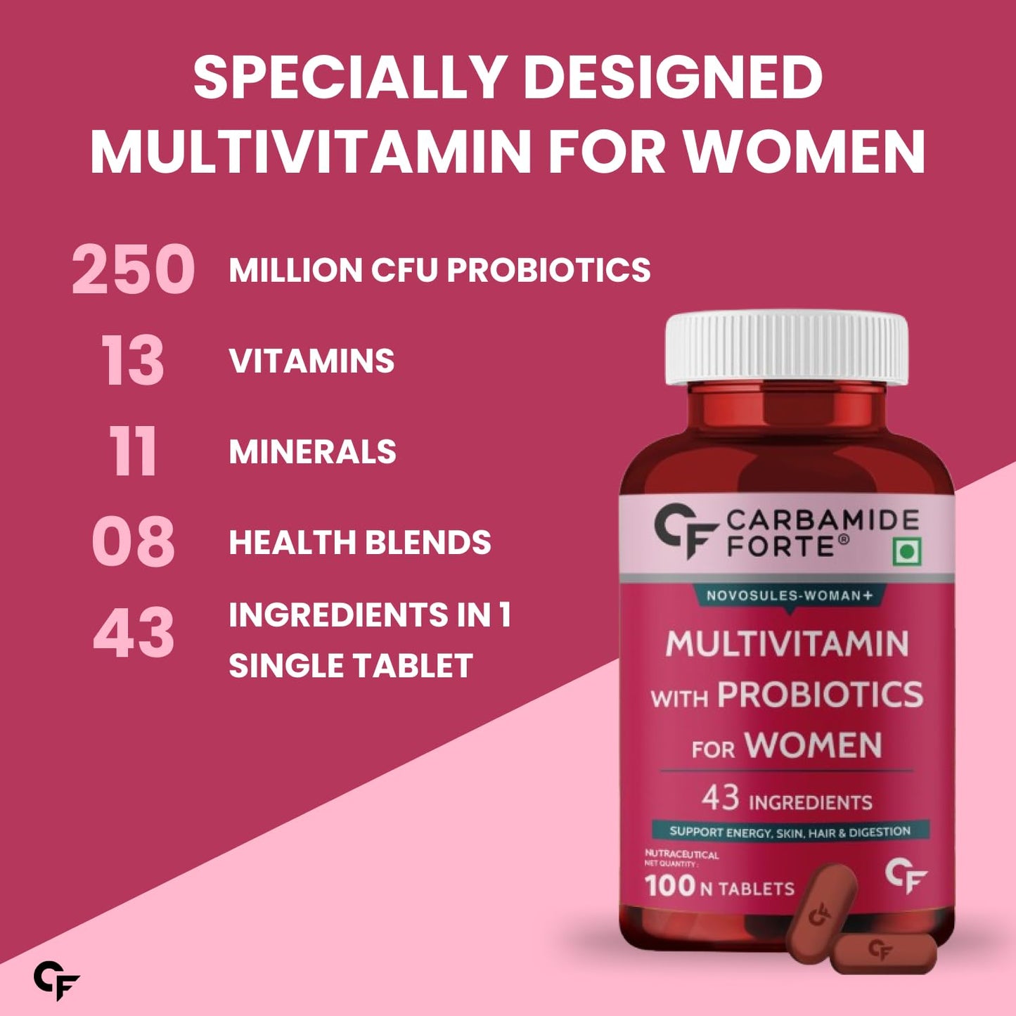 Carbamide Forte Multivitamin Tablets for Women-100 Veg Tablets