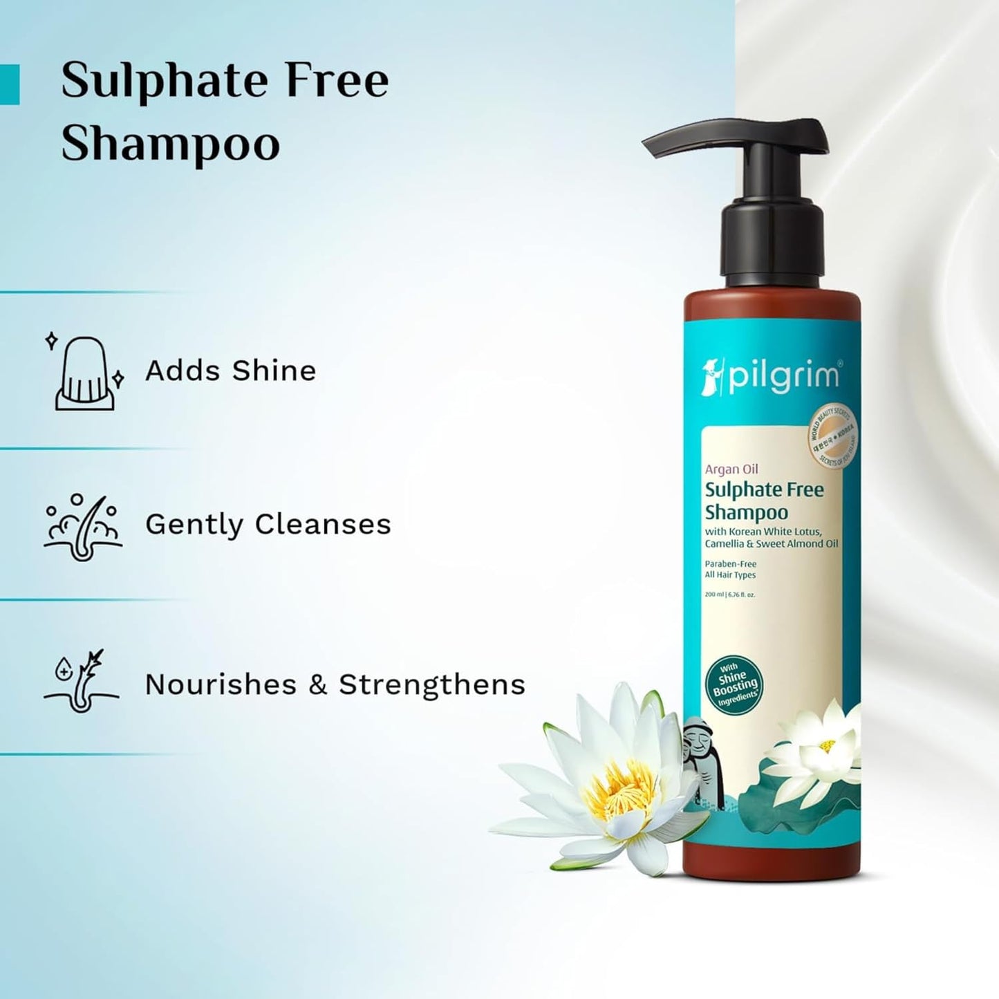Pilgrim Mild Sulphate Free Shampoo Argan Oil, 200 ml