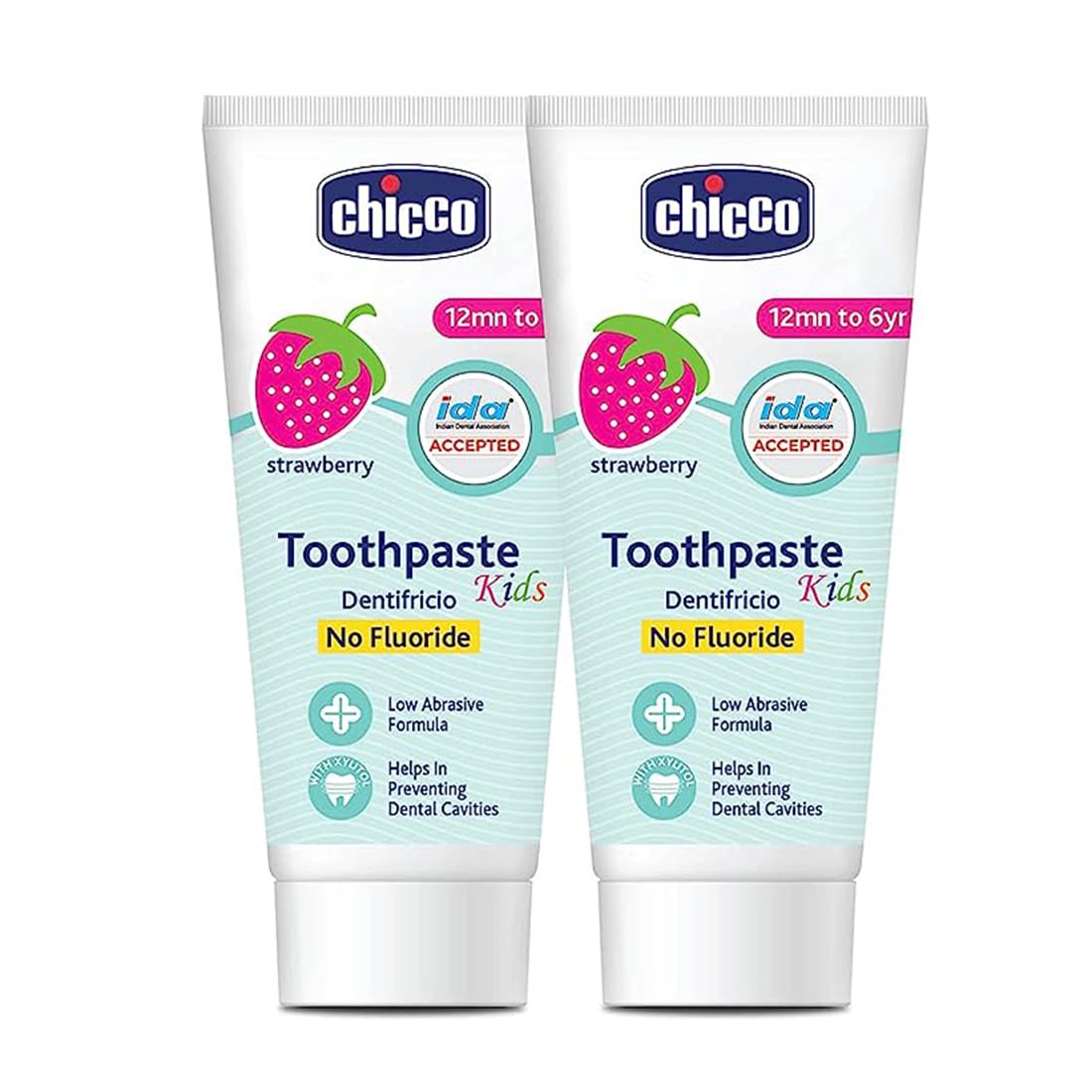 Chicco Toothpaste for Kids (1y-6y), Strawberry Flavour, 50gm (Pack of 2)