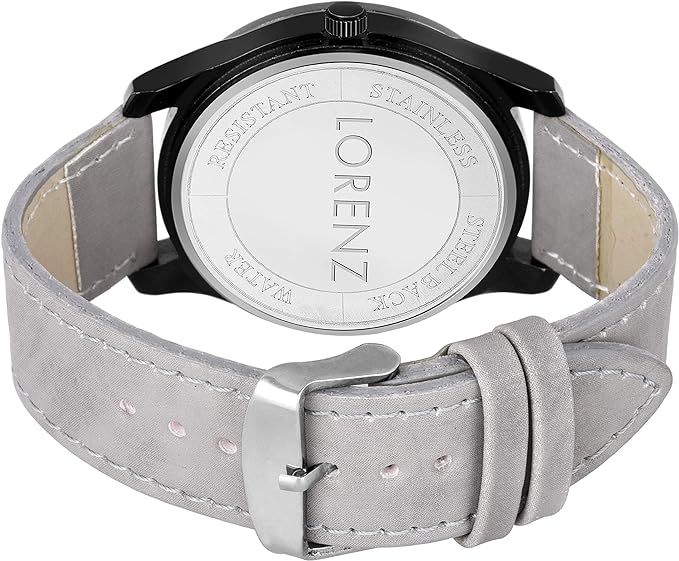 LORENZ Gift Box Combo of Men's Grey Dial Analog Watch, Grey Wallet & Black Wayfarer Sunglasses, Black,