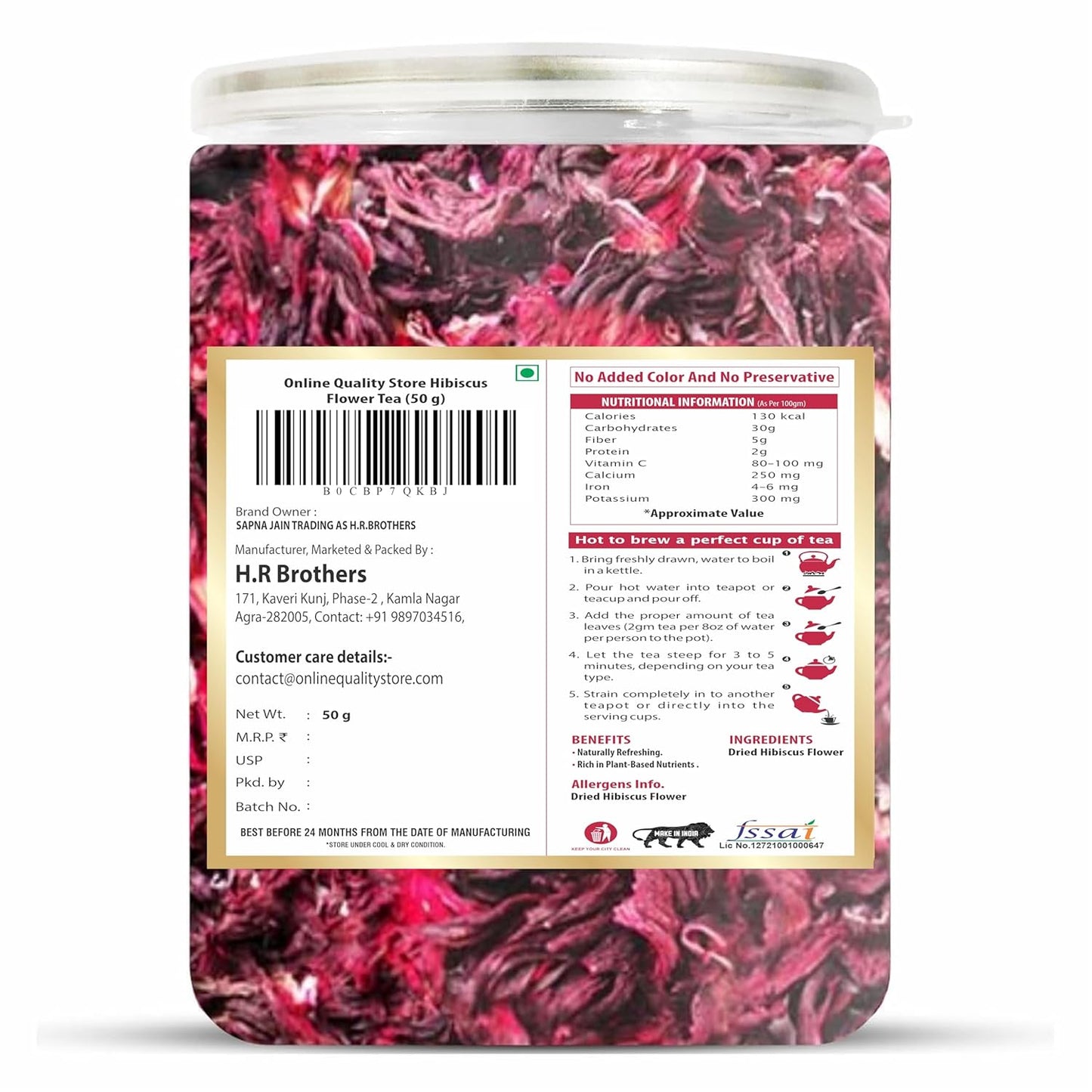 Online Quality Store Natural Hibiscus Flower Tea - 50 gm | Hibiscus tea leaves