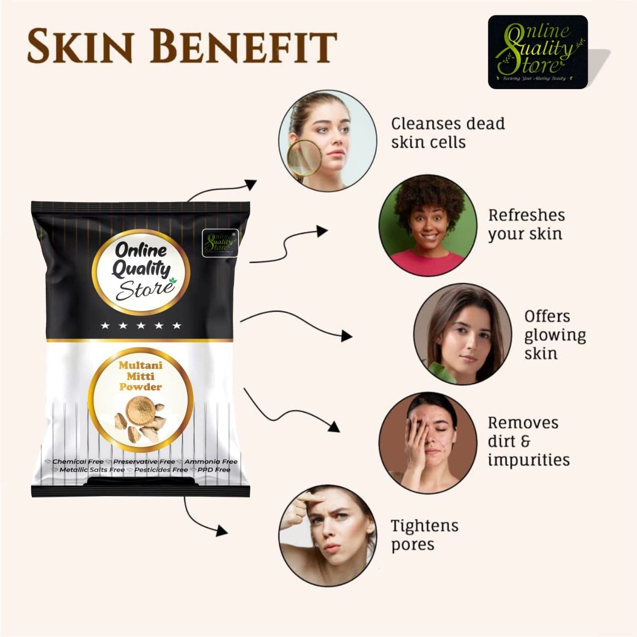 Online Quality Store herbal powder combo for hair and face -100g |Natural Multani Mitti powder for Face Pack