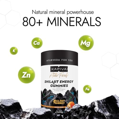 Kapiva Himalayan Shilajit Gummies, 225 mg Shilajit/Gummy, Ginger Honey Flavour, 30 Gummies