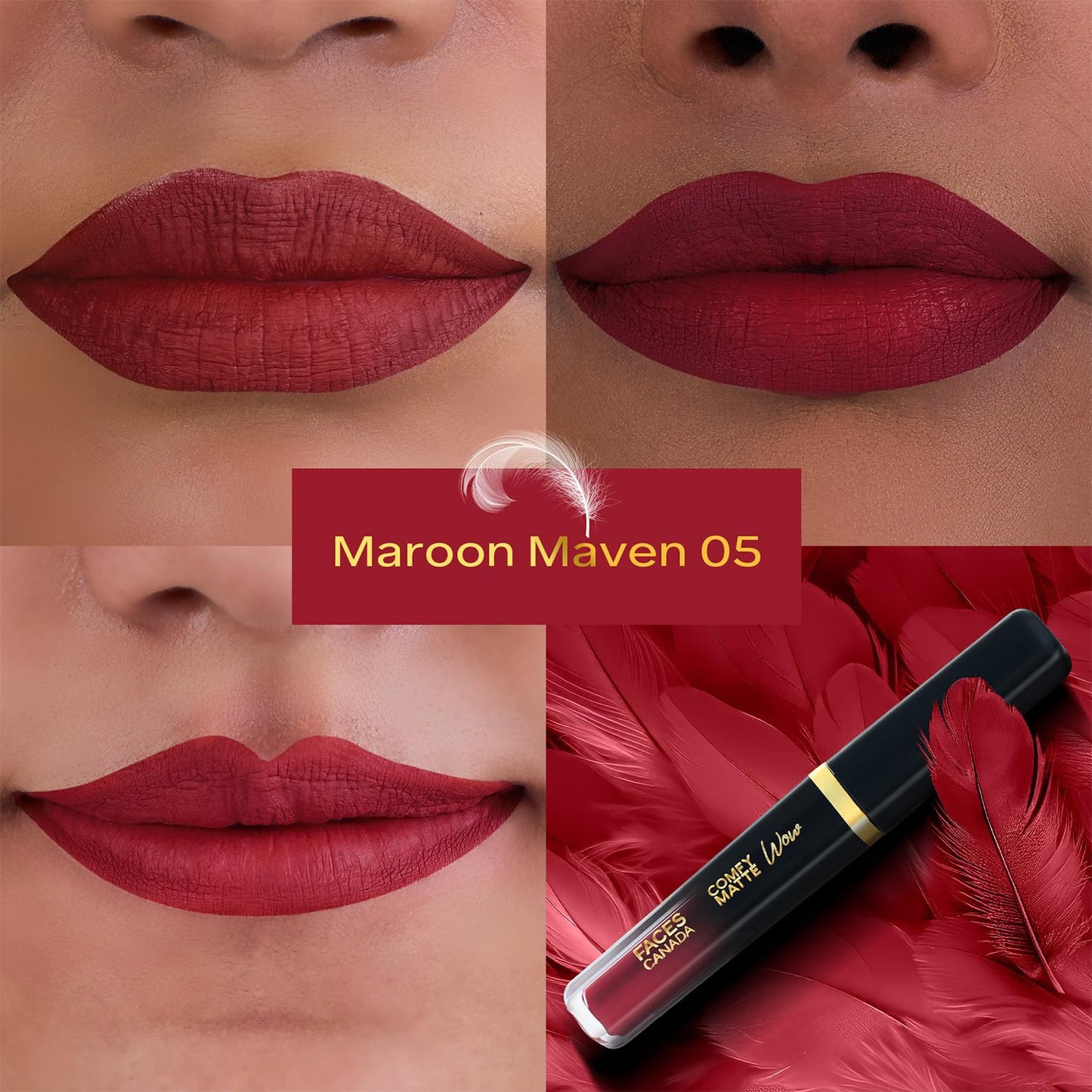 FACESCANADA Comfy Matte Wow Liquid Lipstick Maroon Maven 05 3.8ml | One Swipe Application | Highly Pigmented