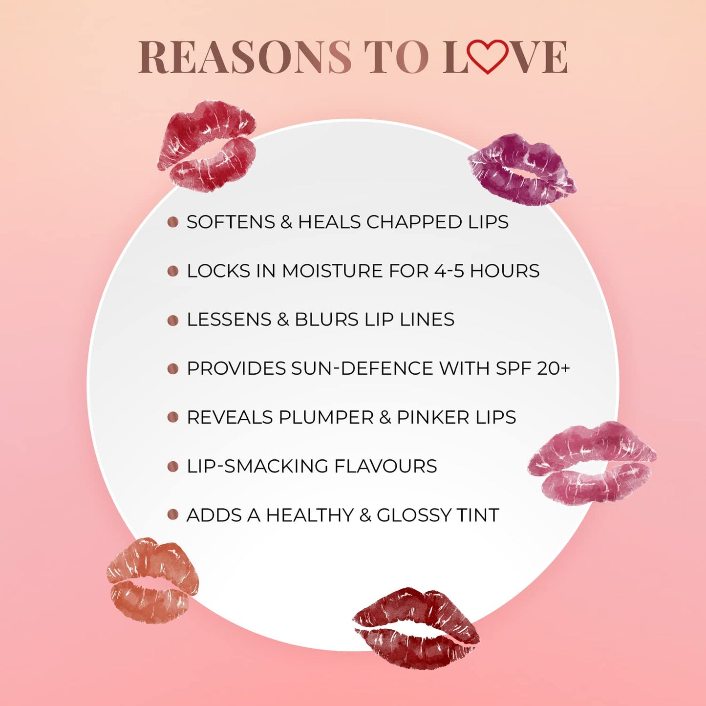 Just Herbs Tinted Lip Balm for Men and Women with SPF 20+ for Dark Lips to Lighten 4g (Cherry)