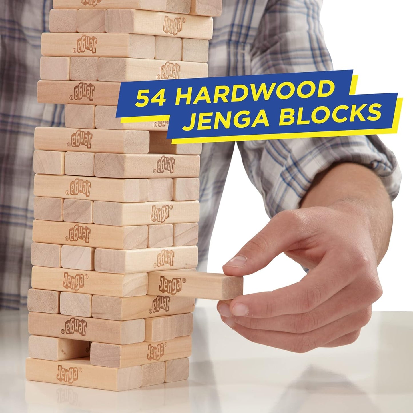 Hasbro Gaming - Classic Jenga Game, Genuine Hardwood Blocks, Jenga Stacking Tower Party Game For Family And Kids Ages 6+, Birthday Gift & Gift For All Ocasions