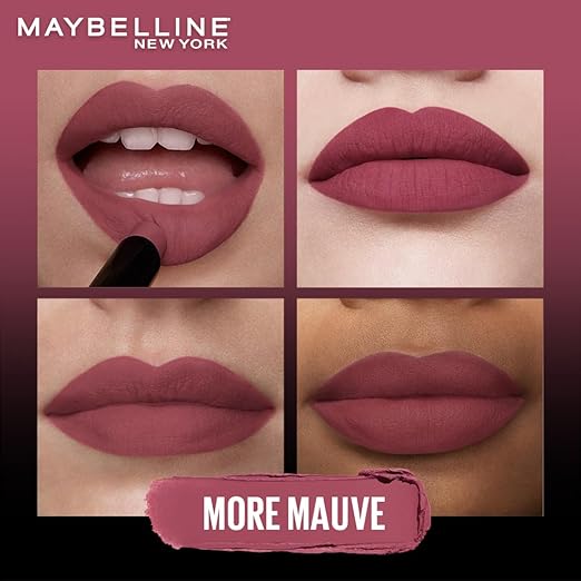 Maybelline New York Lipstick, Matte Finish, Bold Colour, Enriched With Jojoba Oil, Color Sensational Ultimattes, 599 More Mauve, 1.7 g