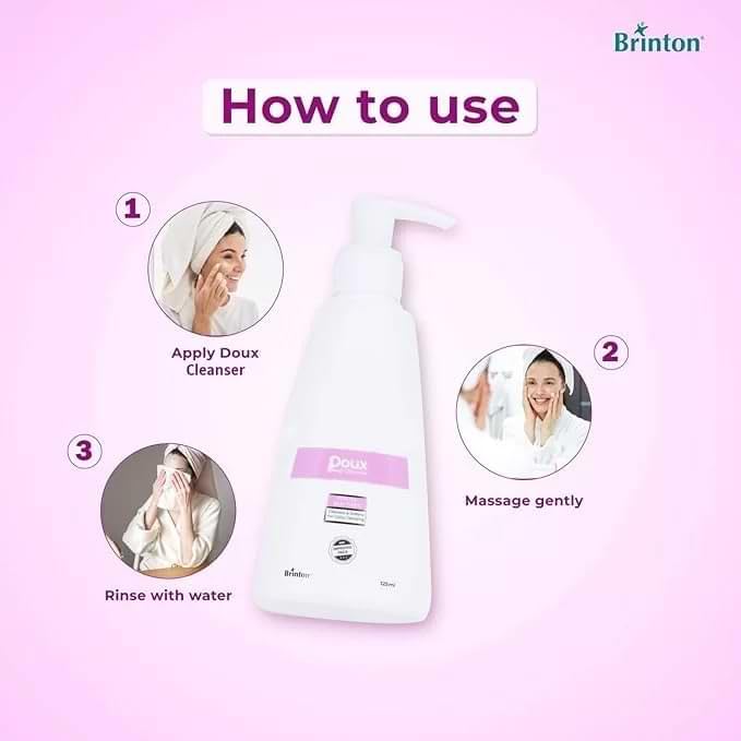 Brinton UV Doux Face Cleanser, Cetyl & Stearyl Alcohol, Niacinamide, Hyaluronic Acid, Jojoba Oil, 125 ml