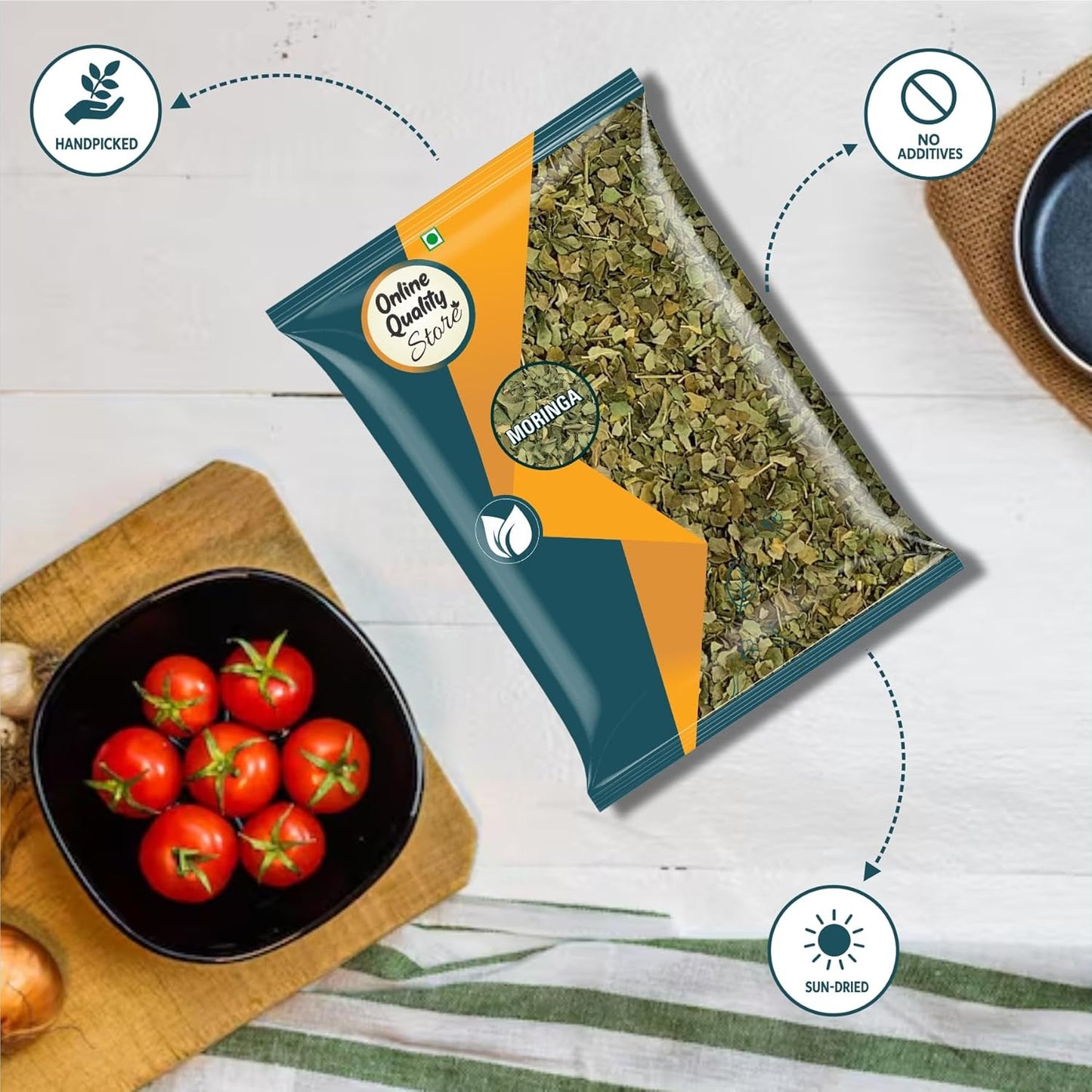 Online Quality Store Moringa Leaves, Dried Drumstick Tree Leaves, 100 gm