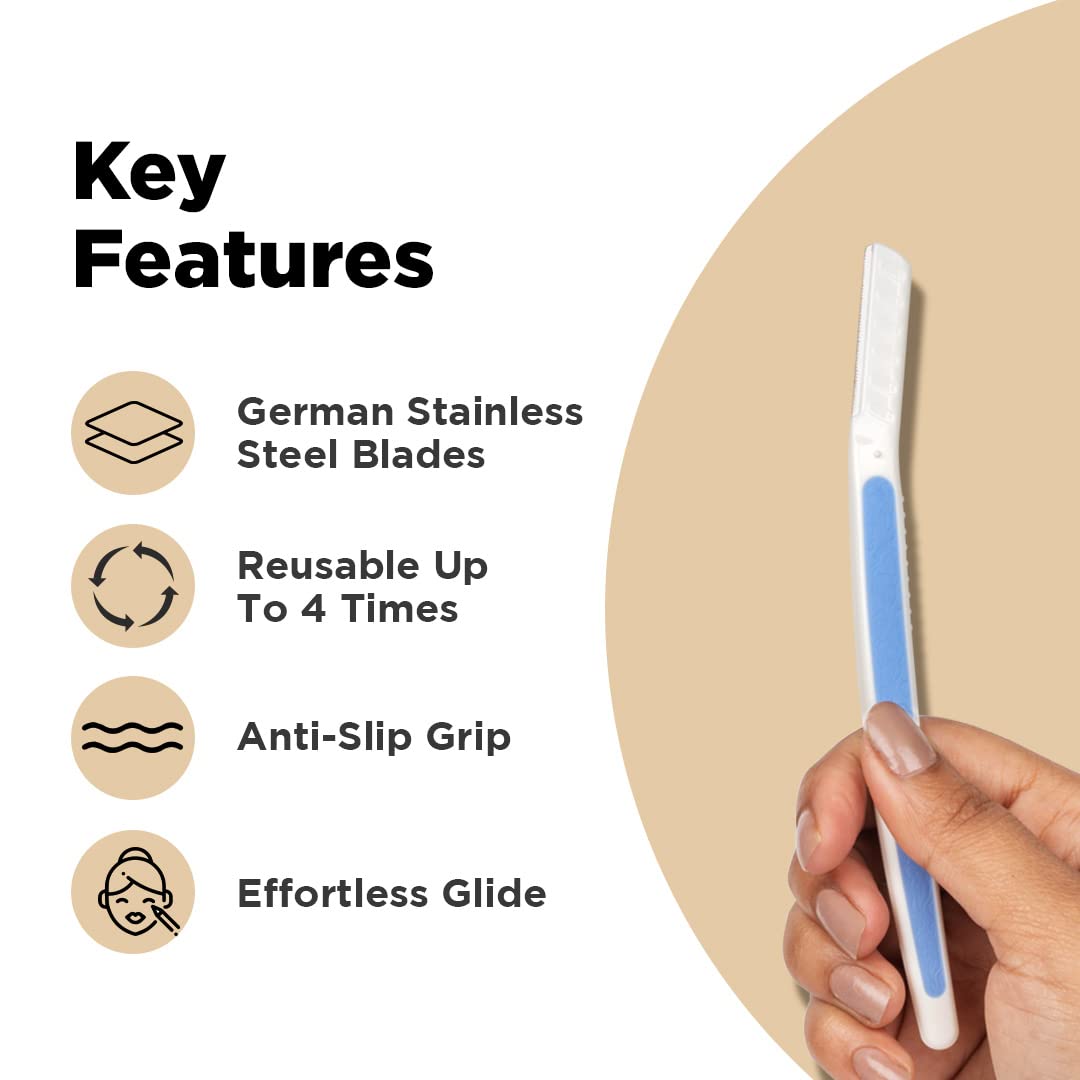 FURR Reusable Face Razor For Women Facial Hair With German Blade, Pack of 3