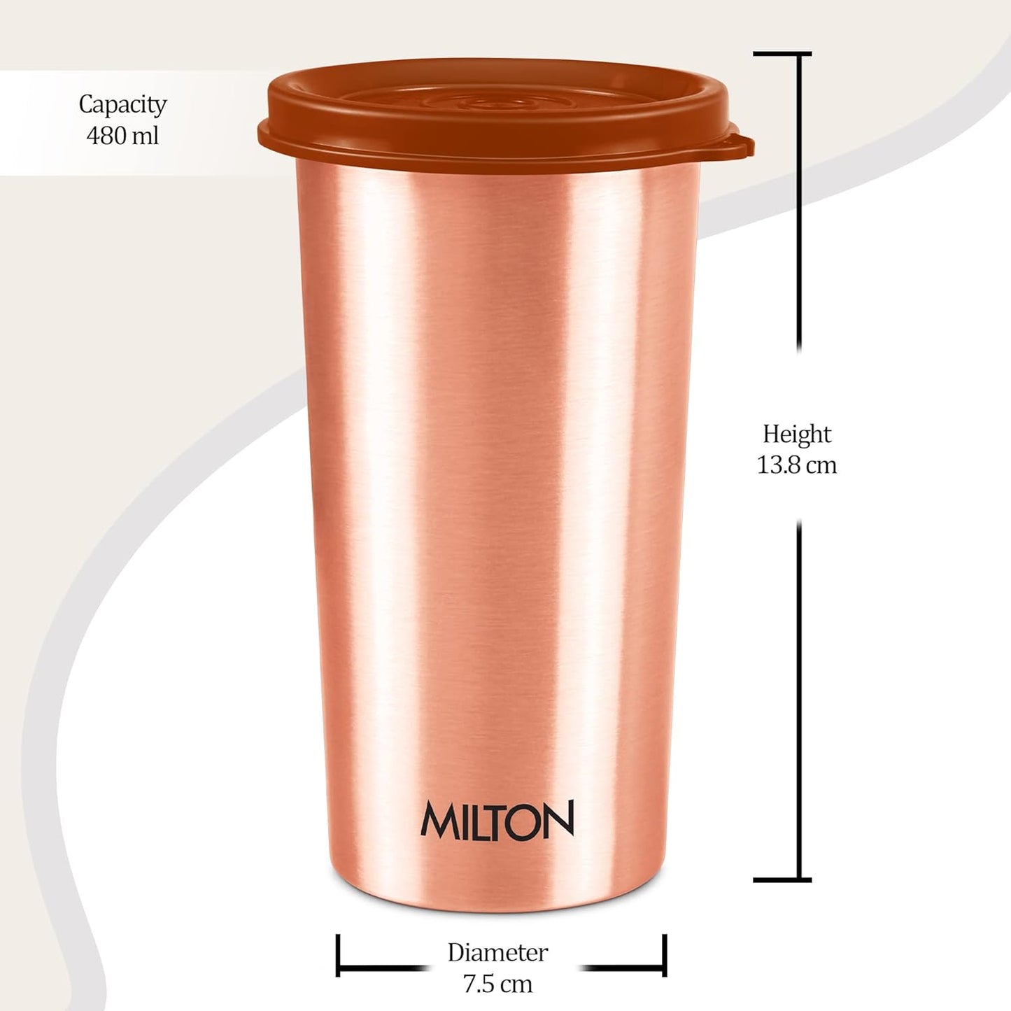 MILTON Copper Tumbler with Lid, 480ml
