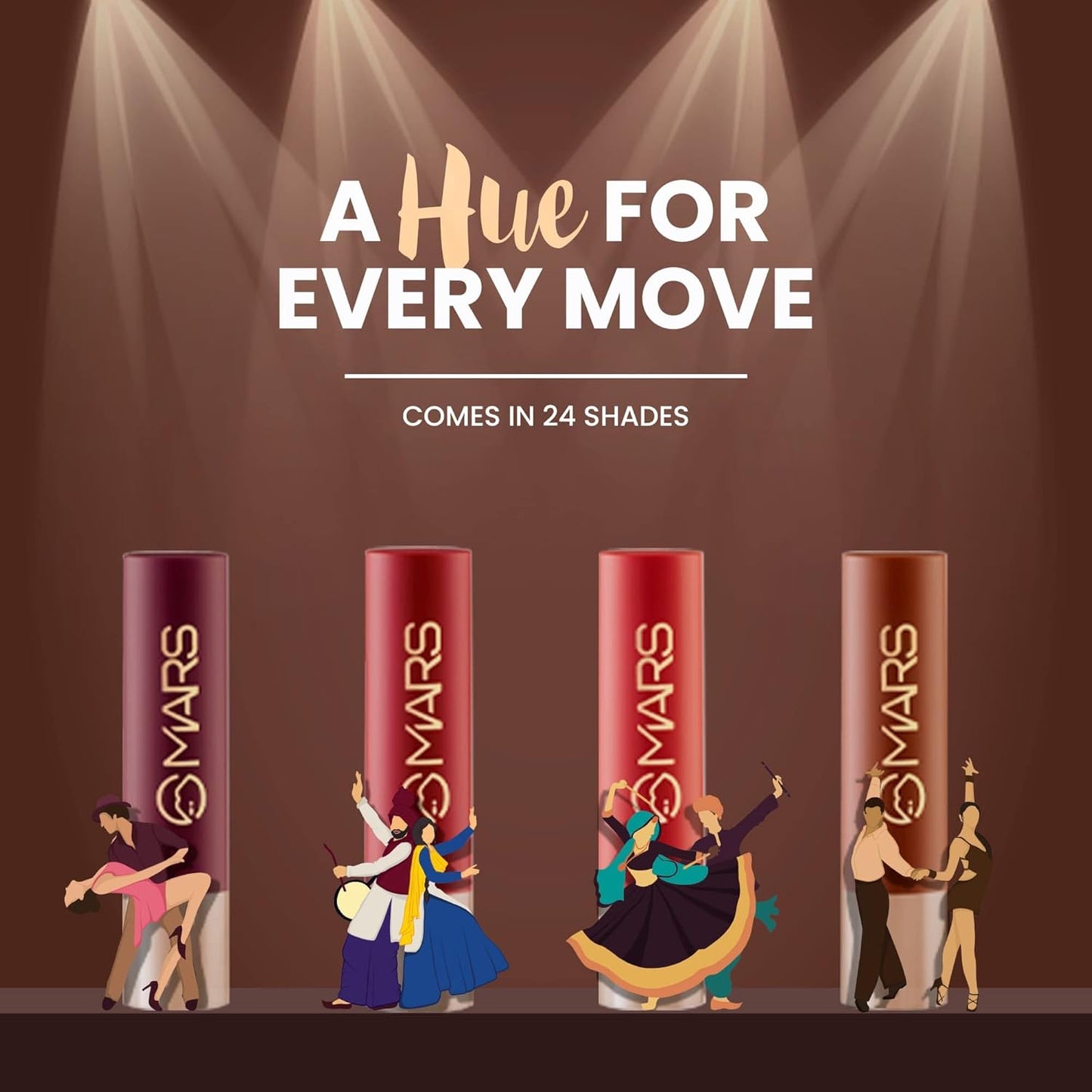 MARS Creamy Matte Long Lasting Lipstick for Women | Creamy Lipstick | Single Swipe Application | Smooth & Light Weight (3.2 gm) (13-Love Lavani)