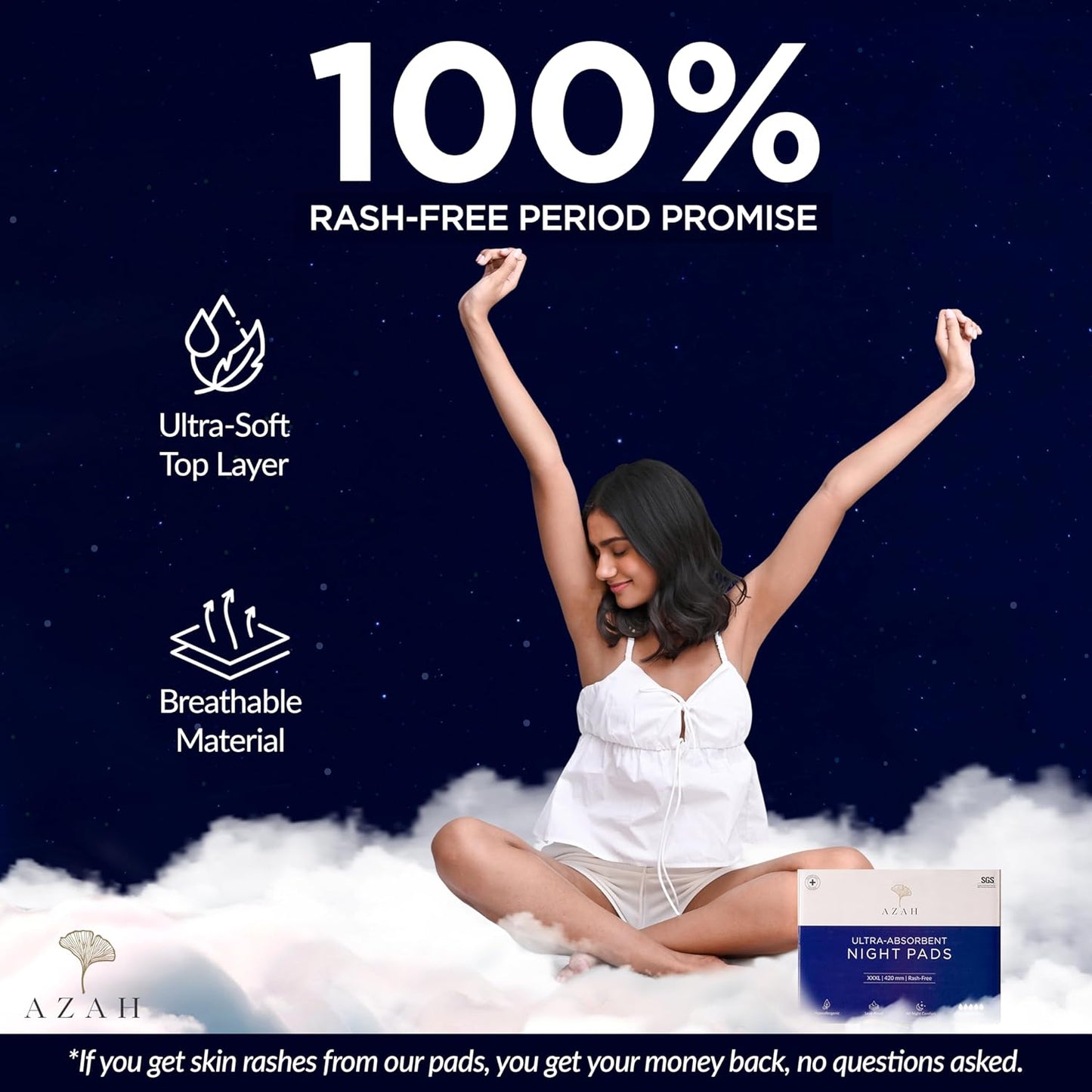 Azah XXXL Sanitary Napkins for Women [Pack of 12] | Extra Large Night Pads | Cottony Soft Sanitary Pads for Women | XXXL Pads for Womens | Leak Proof for Overnight Protection | Extra Long & Wide Back