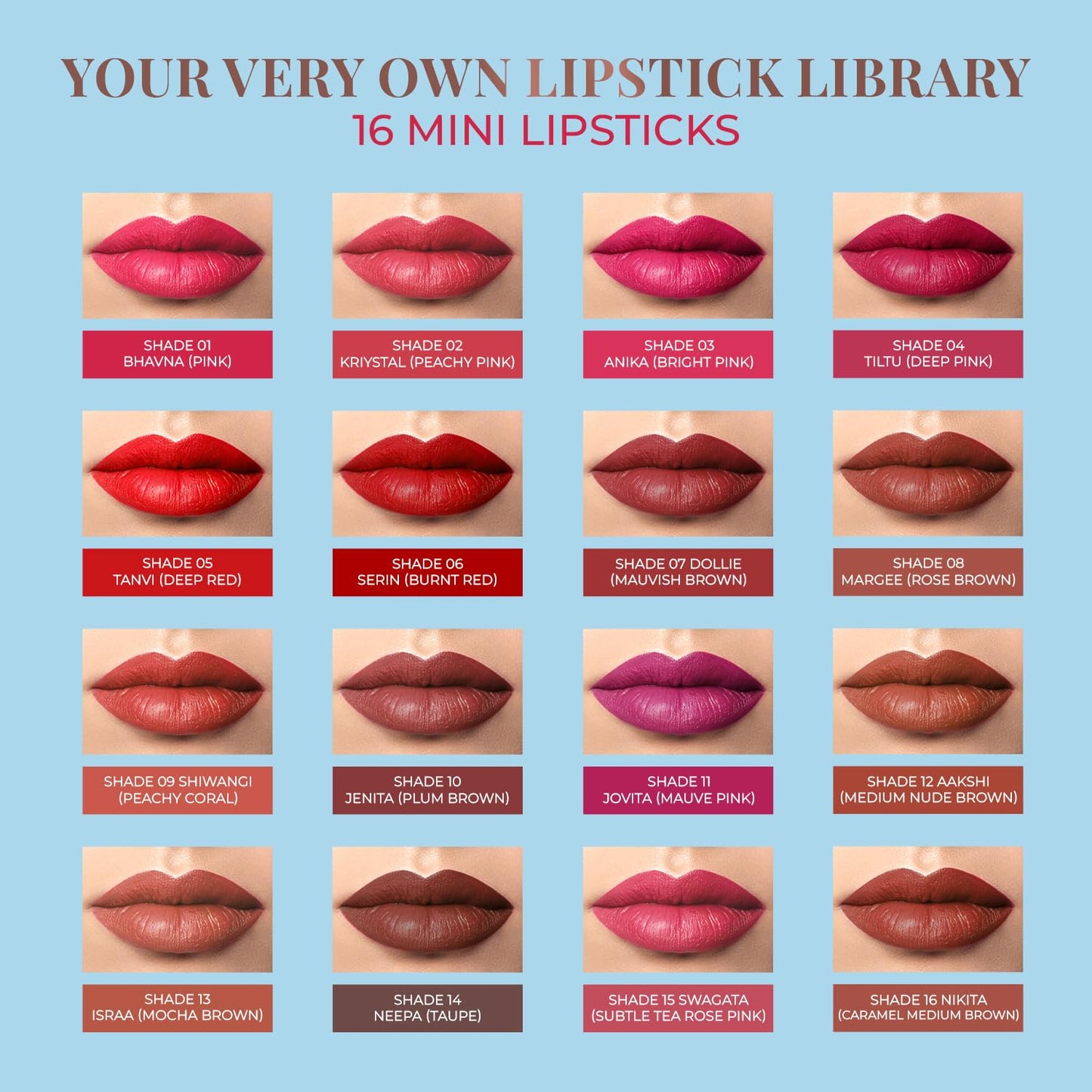 Just Herbs Ayurvedic Creamy Matte Micro Mini Lipstick Kit Lip Hydrating & Moisturizing, (Pack of 32)
