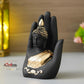 eCraftIndia Polyresin Golden Handcrafted Palm Buddha Polyresin Showpiece (12.5 cm x 7.5 cm x 17.5 cm, Black)