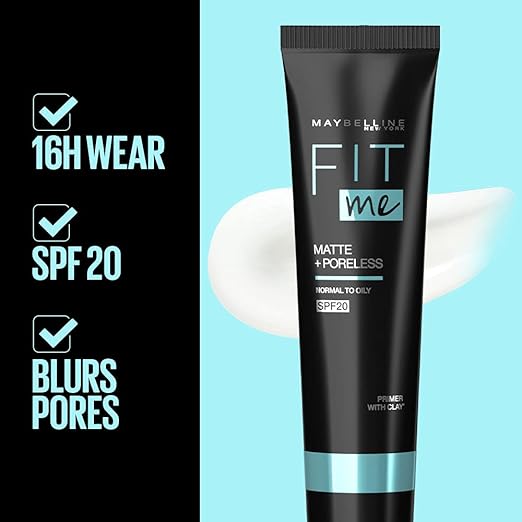 Maybelline New York Fit me Primer Matte + Poreless - Get Long Lasting Makeup with Maybelline Primer, a Gel Primer That Controls Oil and Helps Your Makeup Stay Flawless & Matte All Day.