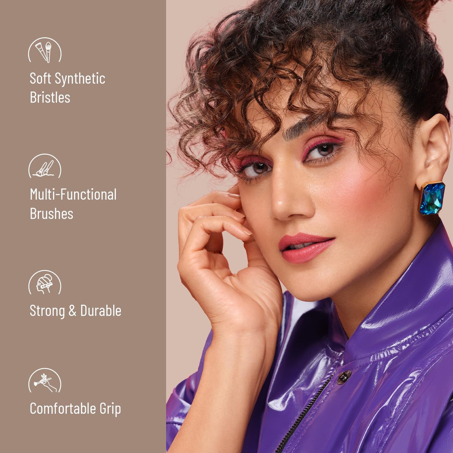 Swiss Beauty Professional Face & Eye Brush Set of 6 with Synthetic Fibres and Easy Blending