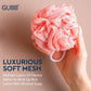 GUBB Luxe Bath Sponge Round Loofah For Women & Men, Bathing Scrubber For Body - Coral & Lilac