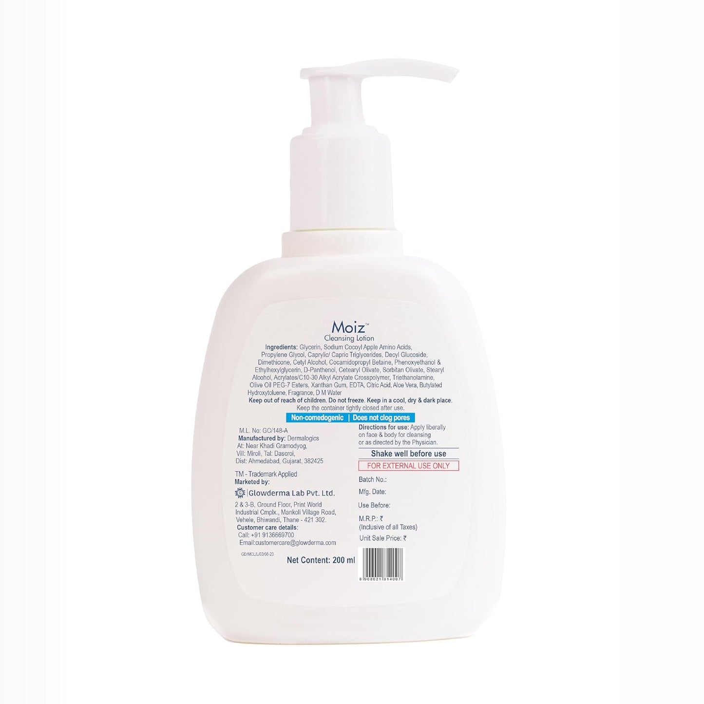 Moiz Cleansing Lotion, Face & Body Cleanser, pH 5.6, 400 ml