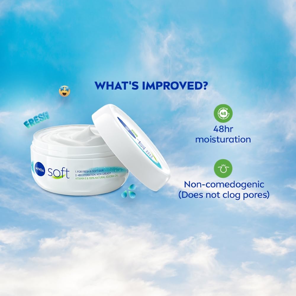 Nivea Soft Light Moisturizer, Instant Hydration with Vitamin E & Jojoba Oil, 300 ml