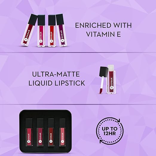 SUGAR Cosmetics Smudge Me Not Liquid Mini Lipstick Set (Bold )