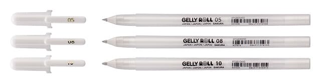 Sakura Royal Talens Gelly Roll Pen, White, Assorted Sizes, Fine/Medium/Bold -3 Pen Set, Pack of 2