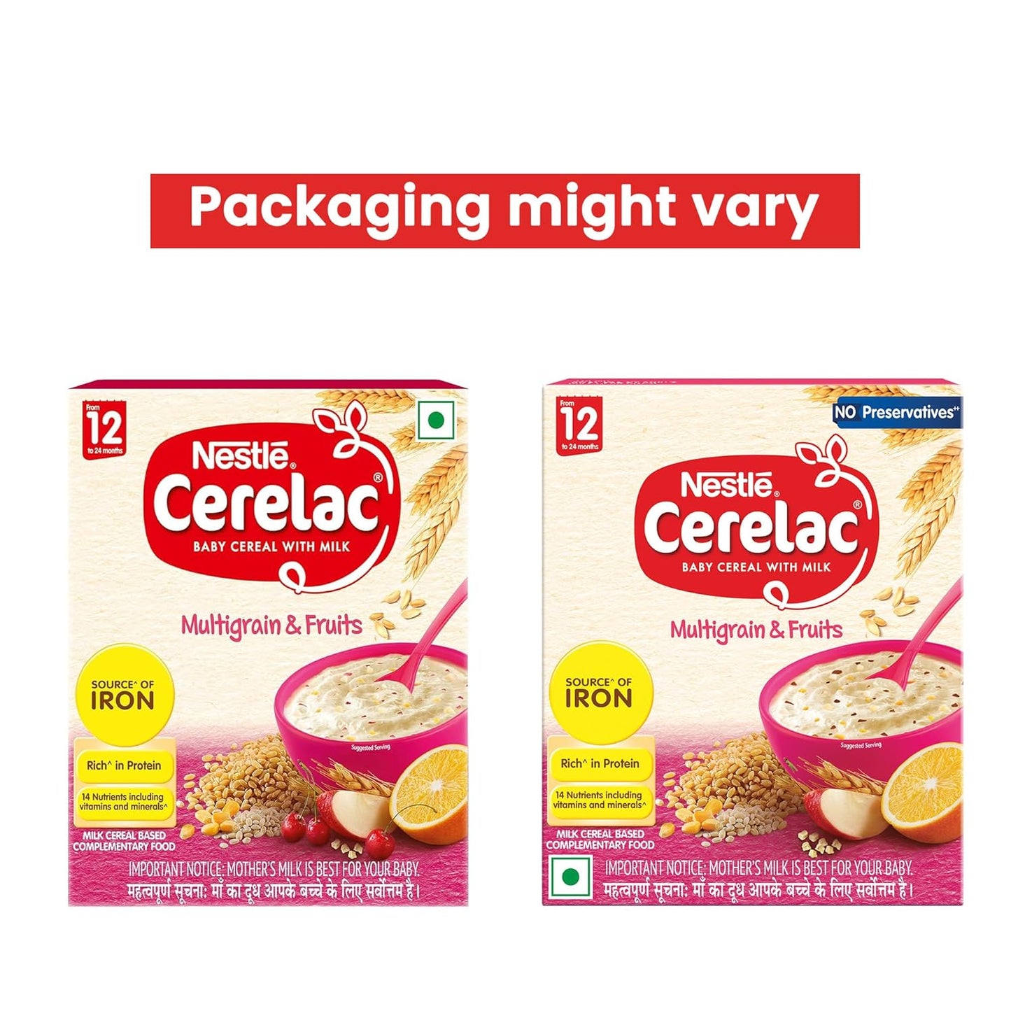 Nestle Cerelac Baby Food Cereal, Multigrain & Fruits for 12 to 24 Months Baby, Source of Iron & Protein for Babies, 300 gm