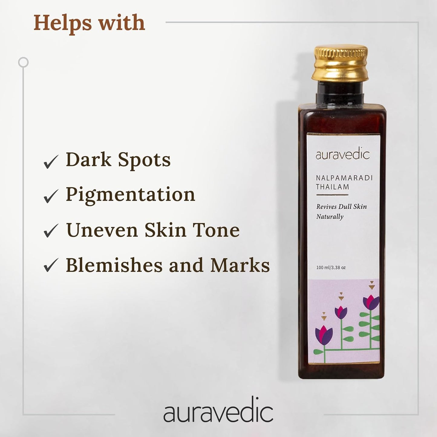 Auravedic Nalpamaradi Thailam for Face Body oil after bath for daily use 100 ml Nalpamaradi oil for Skin Brightening Pigmentation DeTan For Men Women