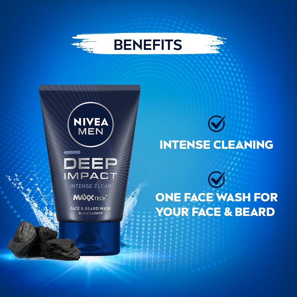 Nivea Men Deep Impact Face Wash 100 gm Pack of 2