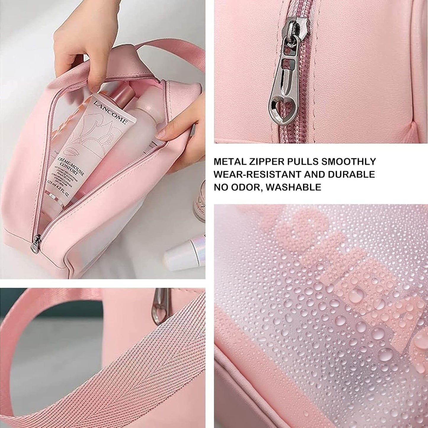 Wash Bag Pouch for Travel Kit Set of 3 (Pink)