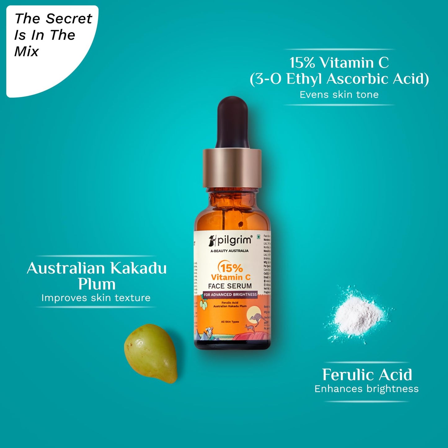 Pilgrim 15% Vitamin C Serum For Glowing Skin,  20 ml