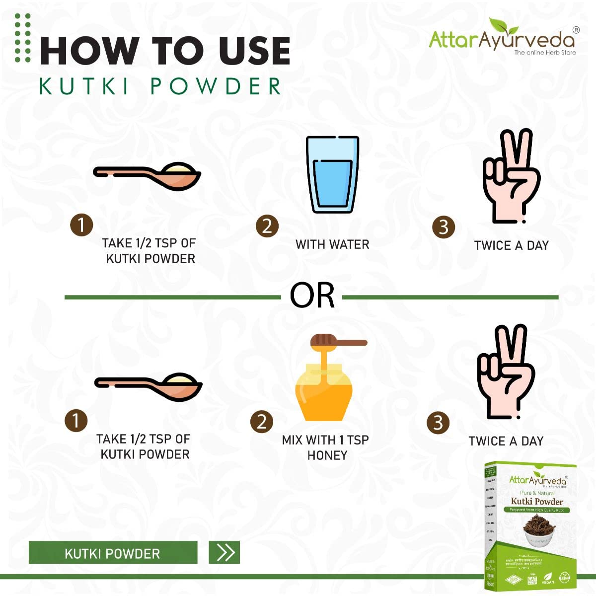 Attar Ayurveda Kutki Powder 100 gm - For Liver support, Detox, Blood sugar management | 100% Pure and Natural, No Preservatives