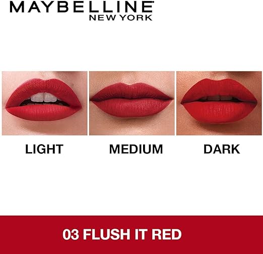 Maybelline New York Sensational Liquid Matte Lipstick - 03, Flush It Red