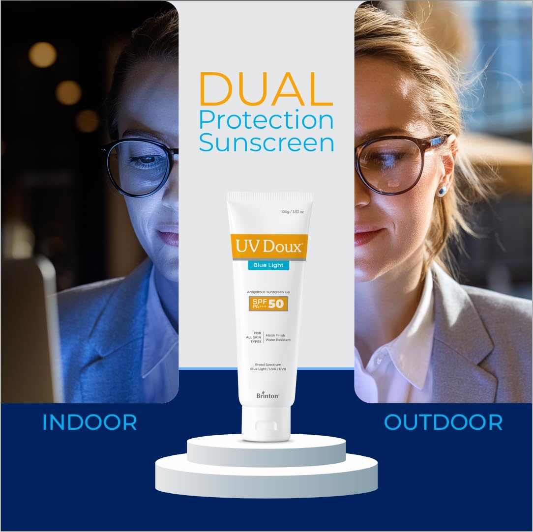 UV Doux Blue Light Tinted Sunscreen Gel SPF 50 PA+++ | For Oily, Acne & Sensitive Skin | 50 g