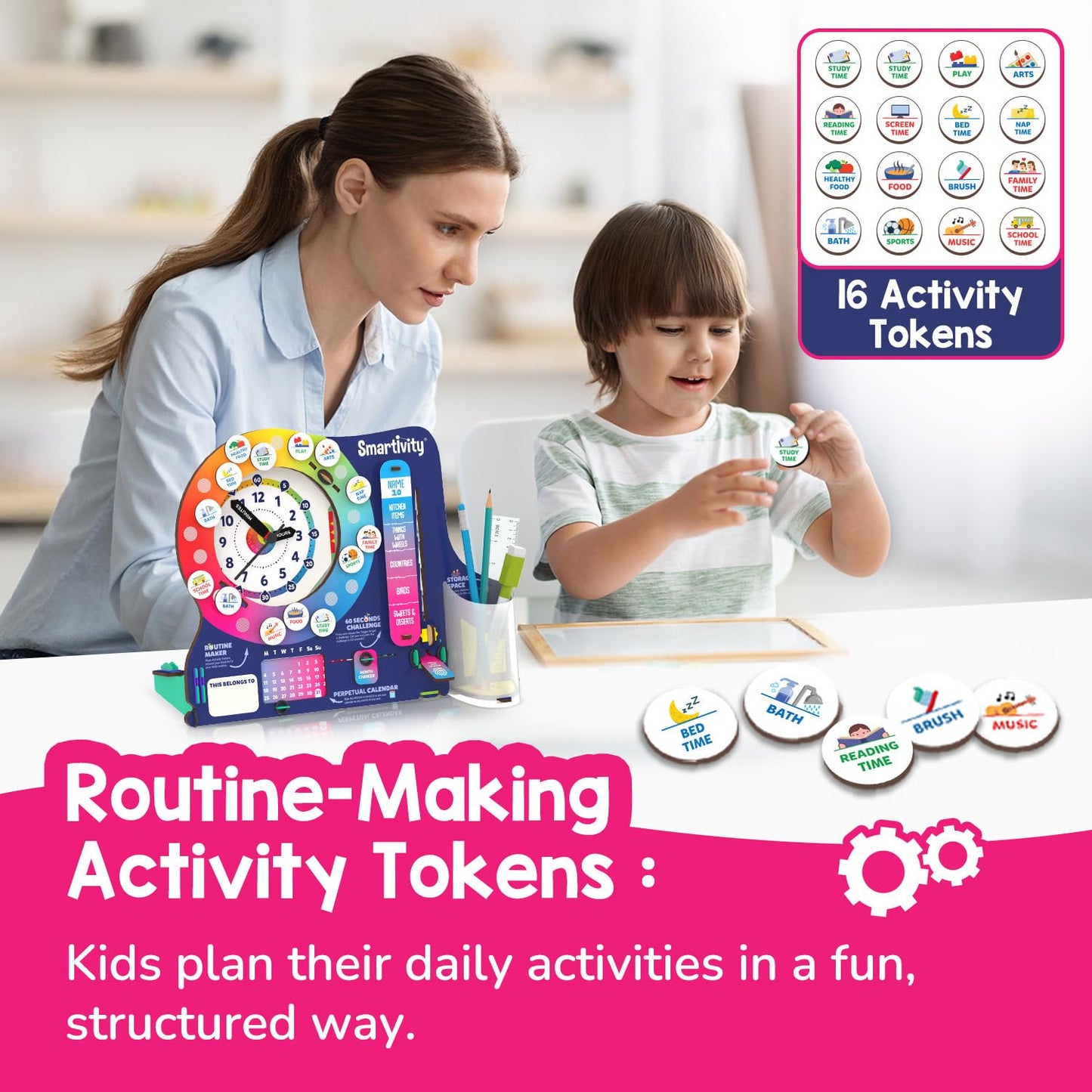 Smartivity DIY Interactive Clock With Stationary Organiser For Kids Ages 6-12|Features An Infinity Calendar