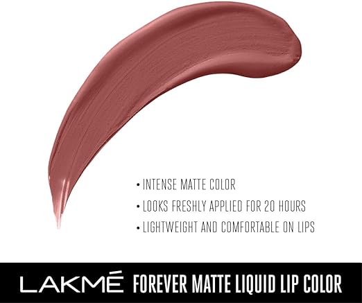 Lakme Forever Matte Liquid Lip Colour, Nude Hue, 5.6 ml